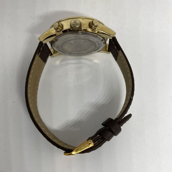 Michael Kors Ritz MK6328 Women Brown Leather Gold Analog Dial Quartz Watch Y214 - Picture 11 of 12